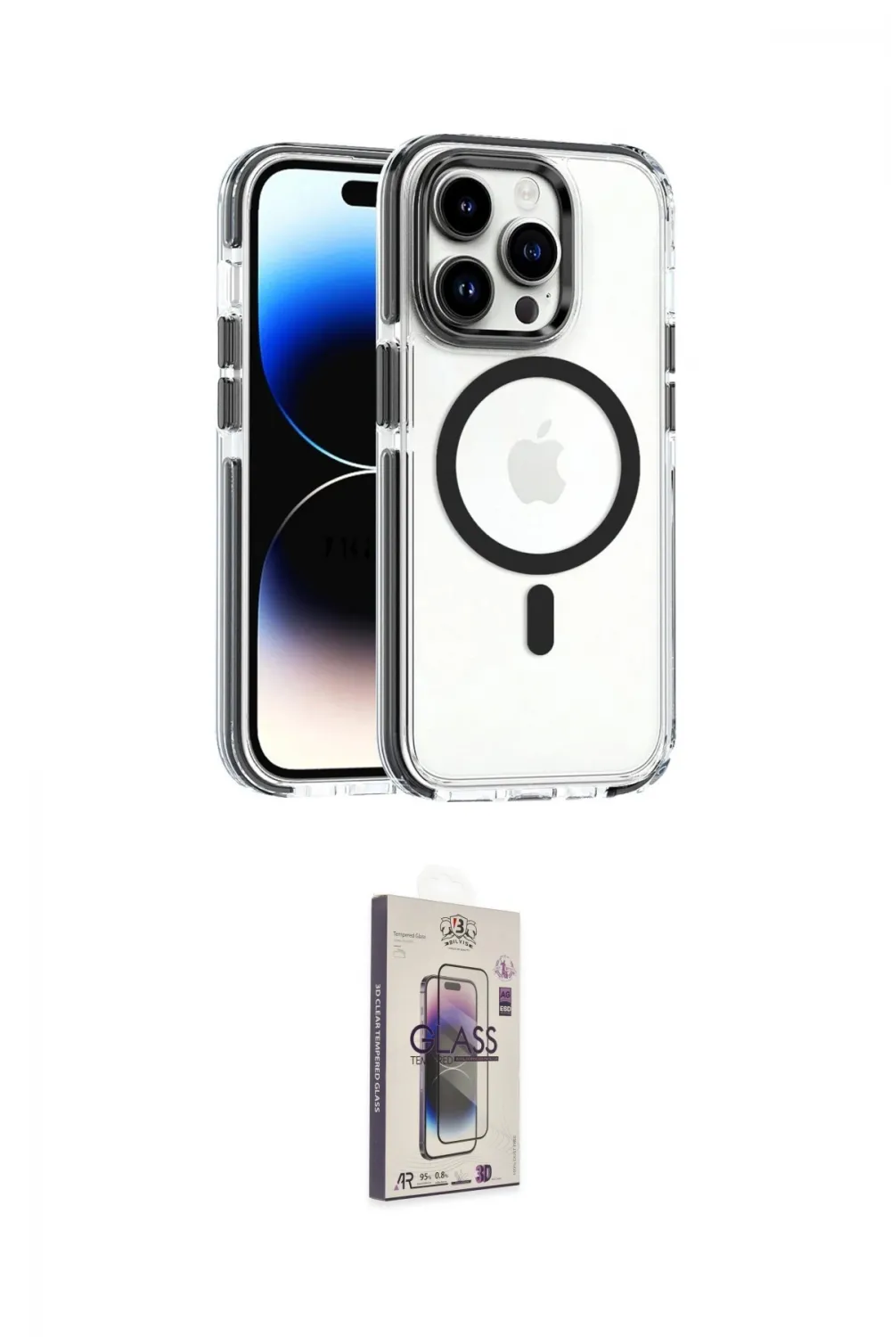 ieg™ iPhone 15 Pro Max Kılıf Kozmos Doku Koleksiyonu - Siyah Bilvis 3D Cam Ekran Koruyucu