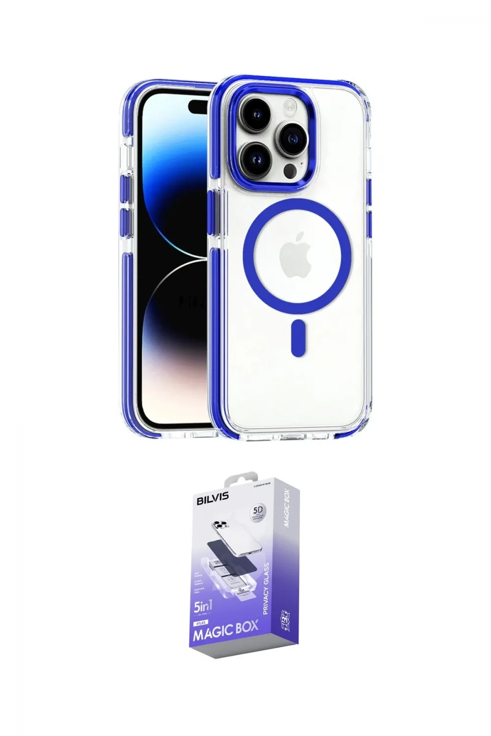ieg™ iPhone 15 Pro Max Kılıf Kozmos Doku Koleksiyonu - Siyah Bilvis 5in1 5D Magic Hayalet Cam Ekran Koruyucu