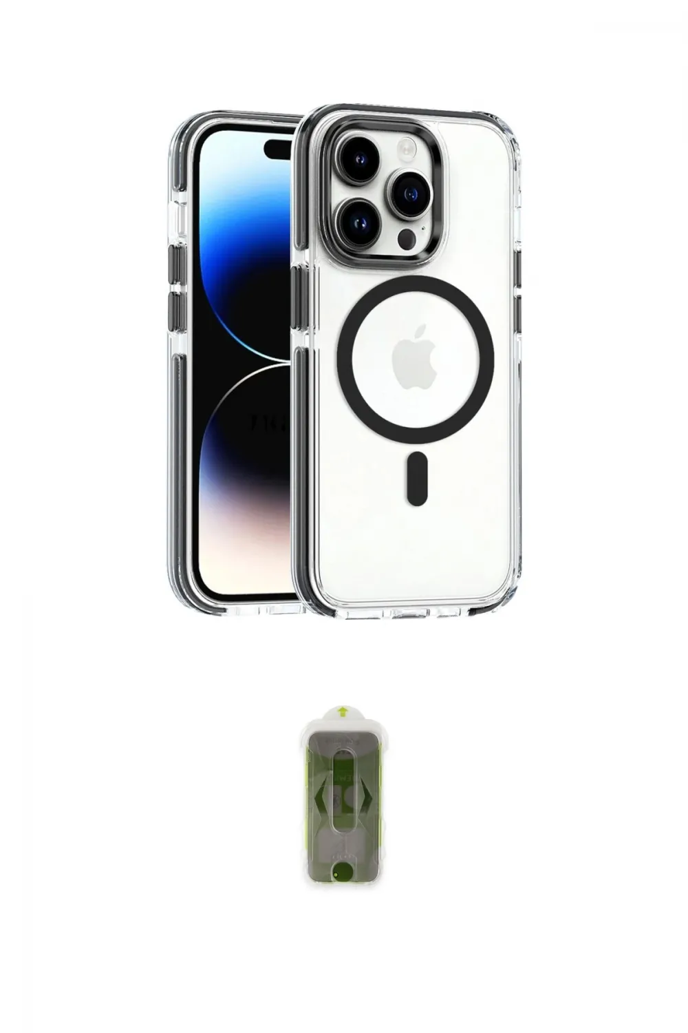 ieg™ iPhone 15 Pro Max Kılıf Kozmos Doku Koleksiyonu - Siyah Joko Magic 5D Hayalet Cam