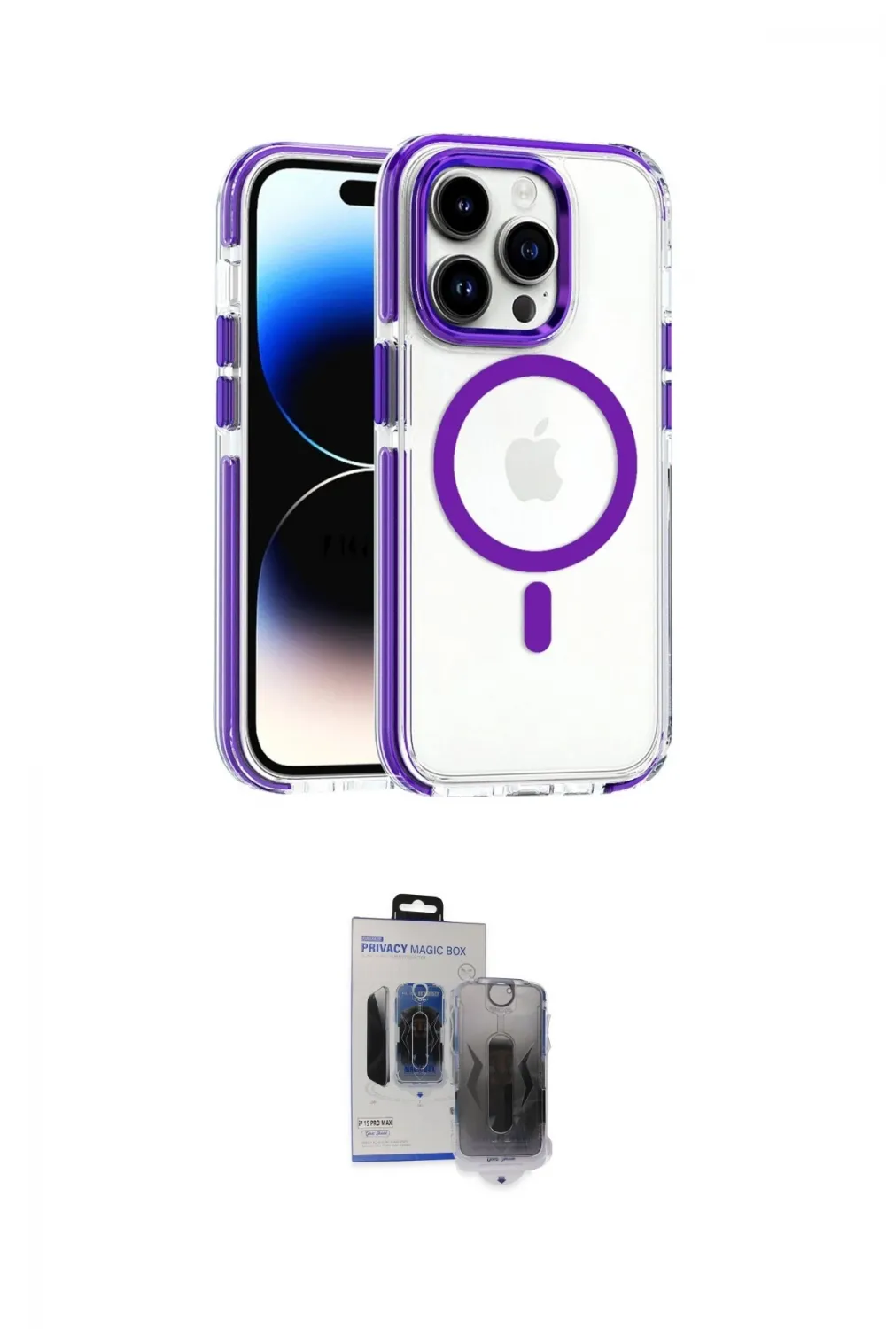 ieg™ iPhone 15 Pro Max Kılıf Kozmos Doku Koleksiyonu - Siyah Vanessa Magic Hayalet Cam