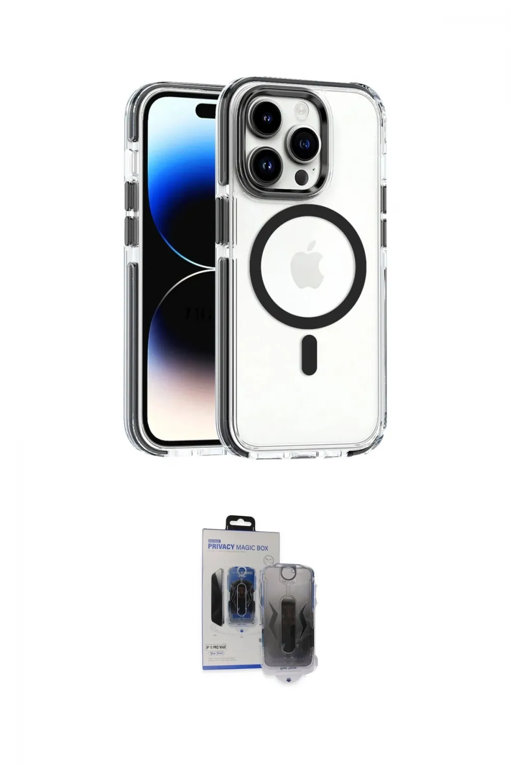 ieg™ iPhone 15 Pro Max Kılıf Kozmos Doku Koleksiyonu - Siyah Vanessa Magic Hayalet Cam