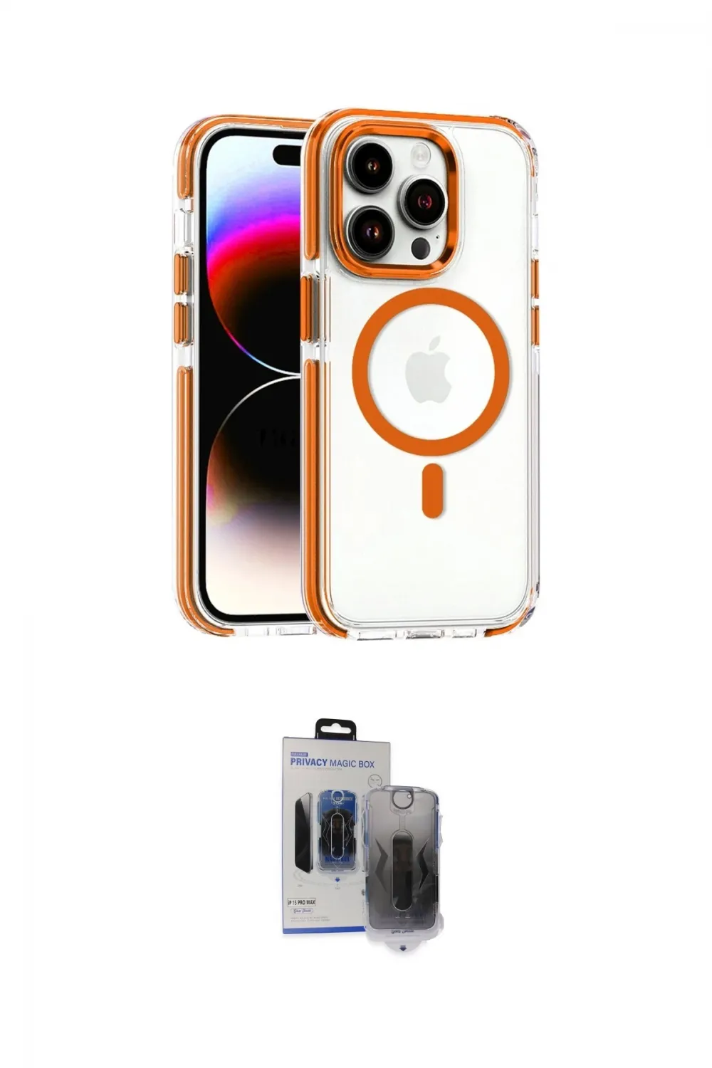 ieg™ iPhone 15 Pro Max Kılıf Kozmos Doku Koleksiyonu - Siyah Vanessa Magic Hayalet Cam