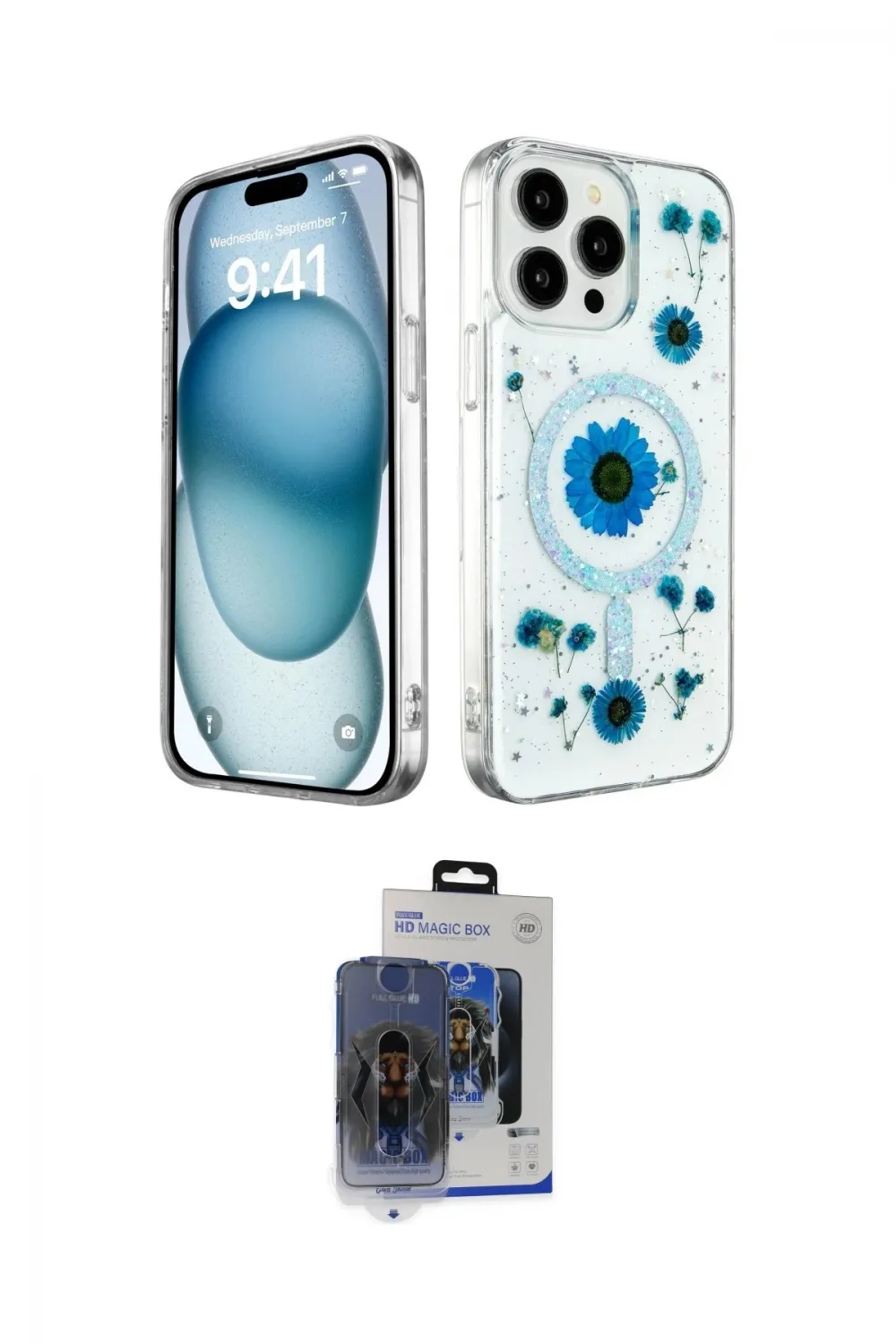 ieg™ iPhone 15 Pro Max Kılıf Kozmos Doku - Siyah Vanessa Magic Cam