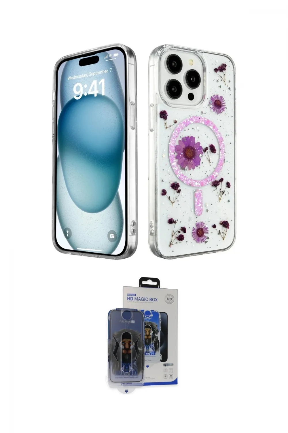 ieg™ iPhone 15 Pro Max Kılıf Kozmos Doku - Siyah Vanessa Magic Cam