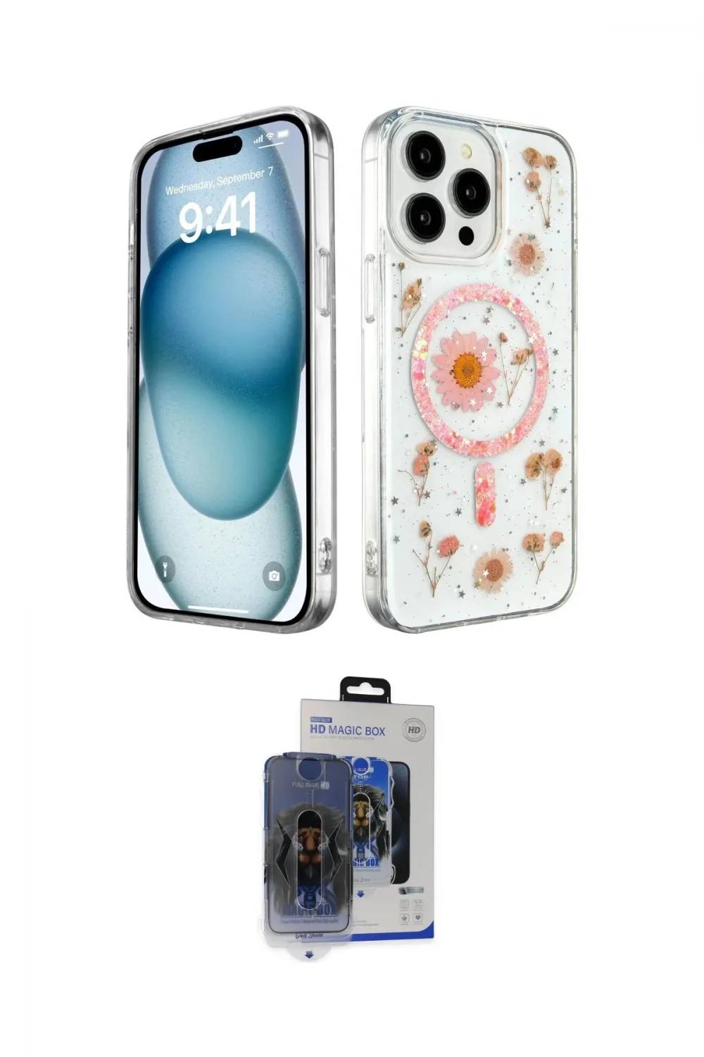ieg™ iPhone 15 Pro Max Kılıf Kozmos Doku - Siyah Vanessa Magic Cam