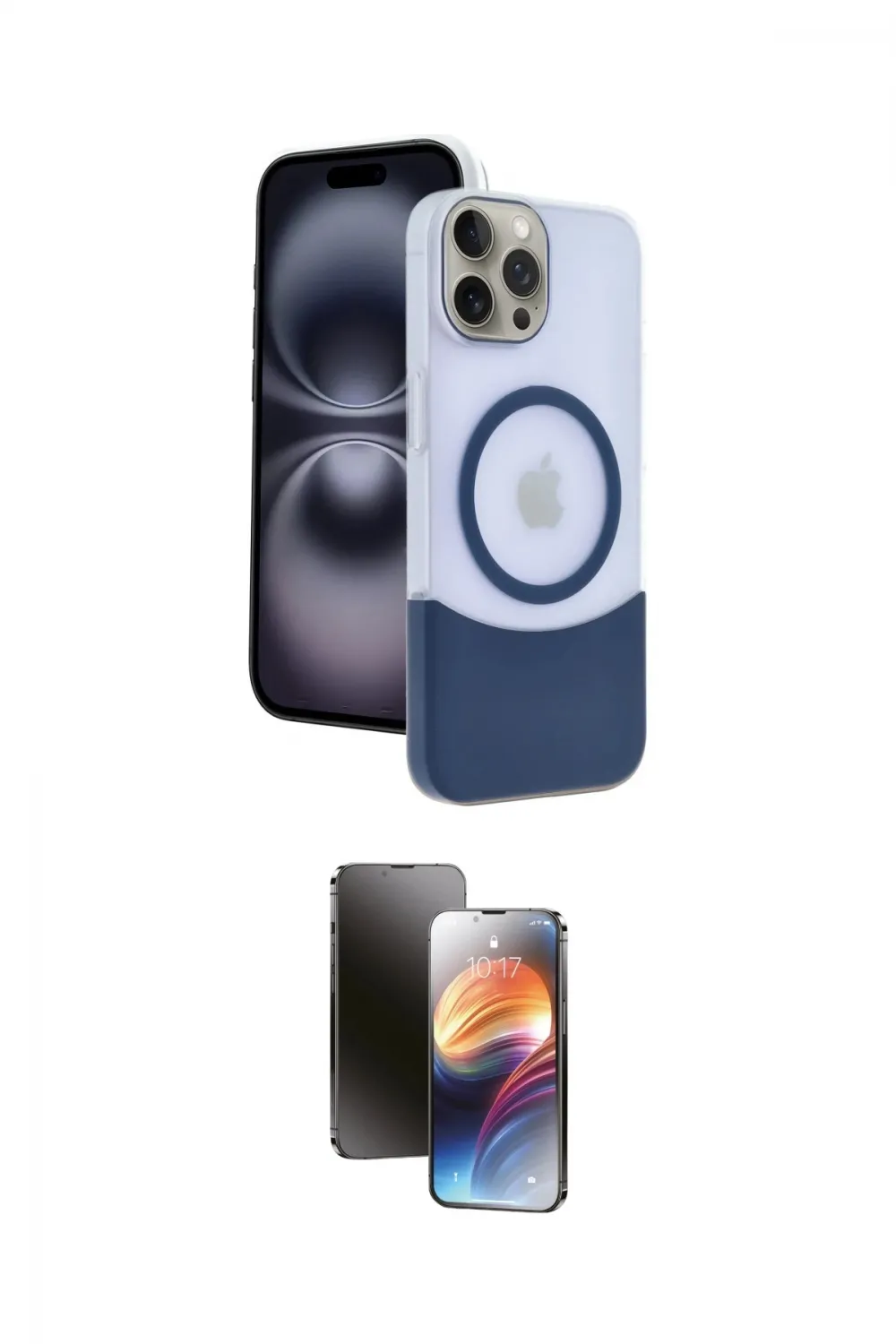 ieg™ iPhone 15 Pro Max Kılıf Kozmos Form Özel Seri - Siyah 3D Antistatik Mat Seramik Nano Ekran Koruyucu