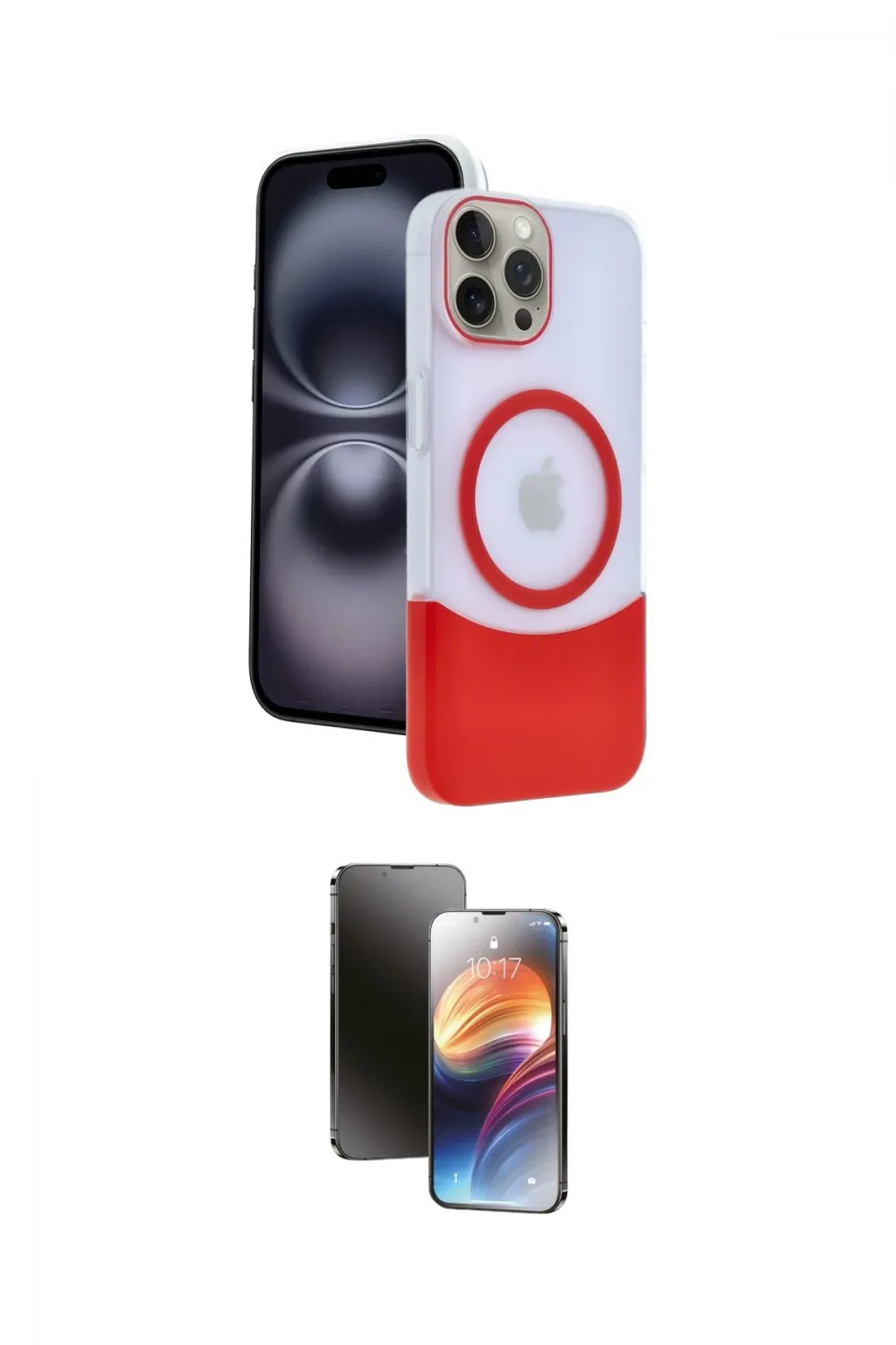 ieg™ iPhone 15 Pro Max Kılıf Kozmos Form Özel Seri - Siyah 3D Antistatik Mat Seramik Nano Ekran Koruyucu