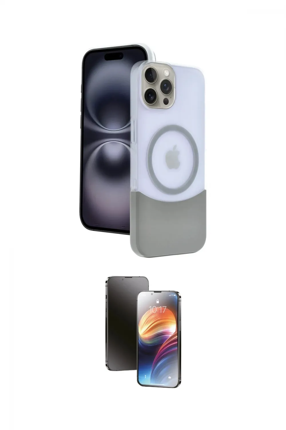 ieg™ iPhone 15 Pro Max Kılıf Kozmos Form Özel Seri - Siyah 3D Antistatik Mat Seramik Nano Ekran Koruyucu