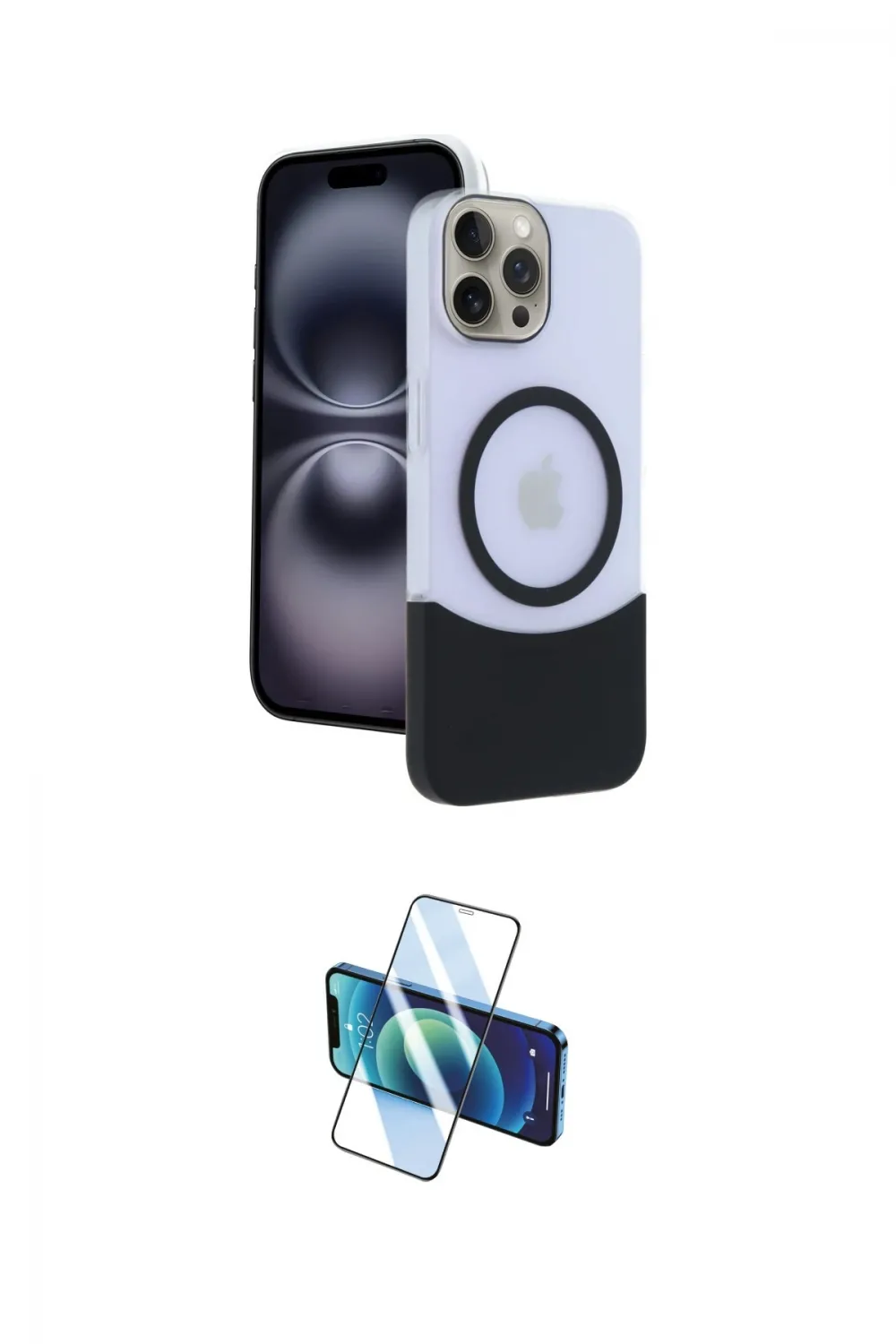 ieg™ iPhone 15 Pro Max Kılıf Kozmos Form Özel Seri - Siyah 3D Antistatik Seramik Nano Ekran Koruyucu