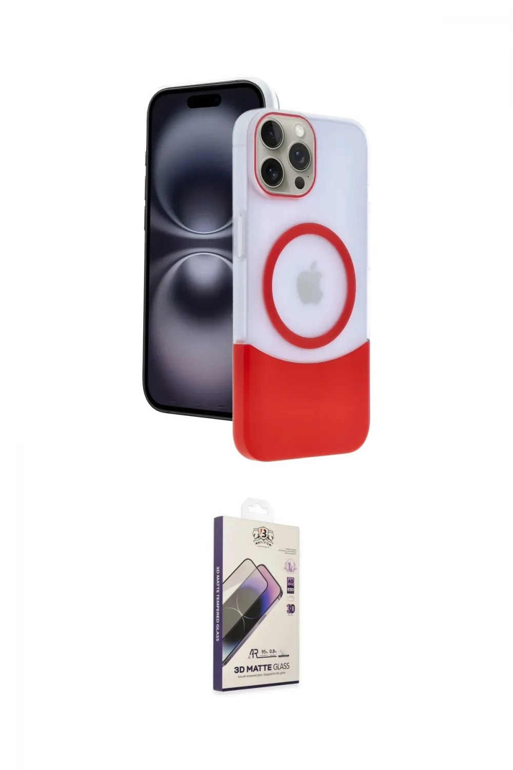 ieg™ iPhone 15 Pro Max Kılıf Kozmos Form Özel Seri - Siyah Bilvis 3D Mat Cam Ekran Koruyucu