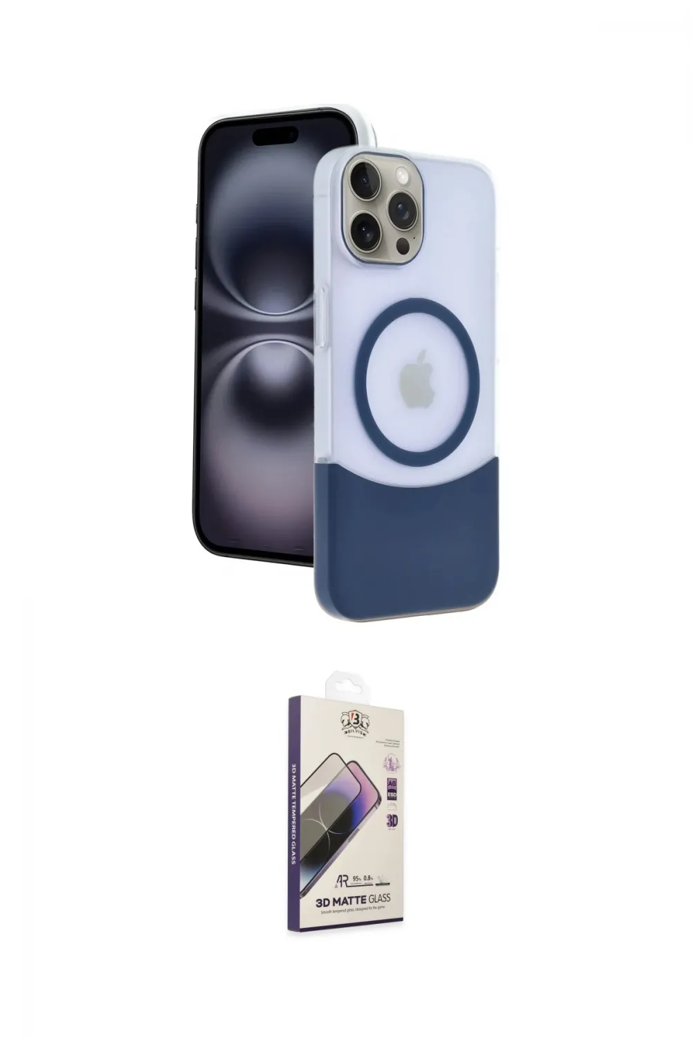 ieg™ iPhone 15 Pro Max Kılıf Kozmos Form Özel Seri - Siyah Bilvis 3D Mat Cam Ekran Koruyucu