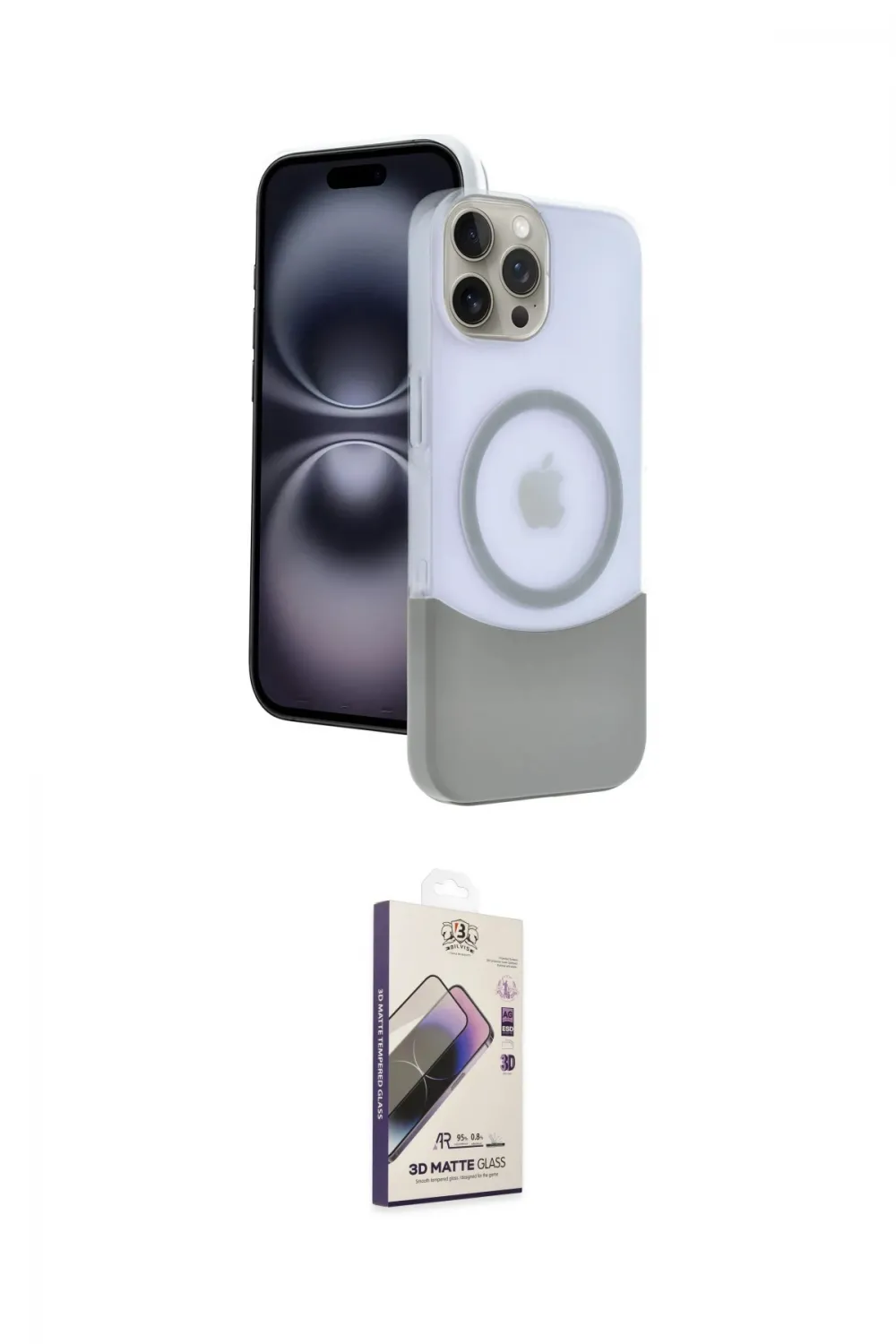 ieg™ iPhone 15 Pro Max Kılıf Kozmos Form Özel Seri - Siyah Bilvis 3D Mat Cam Ekran Koruyucu