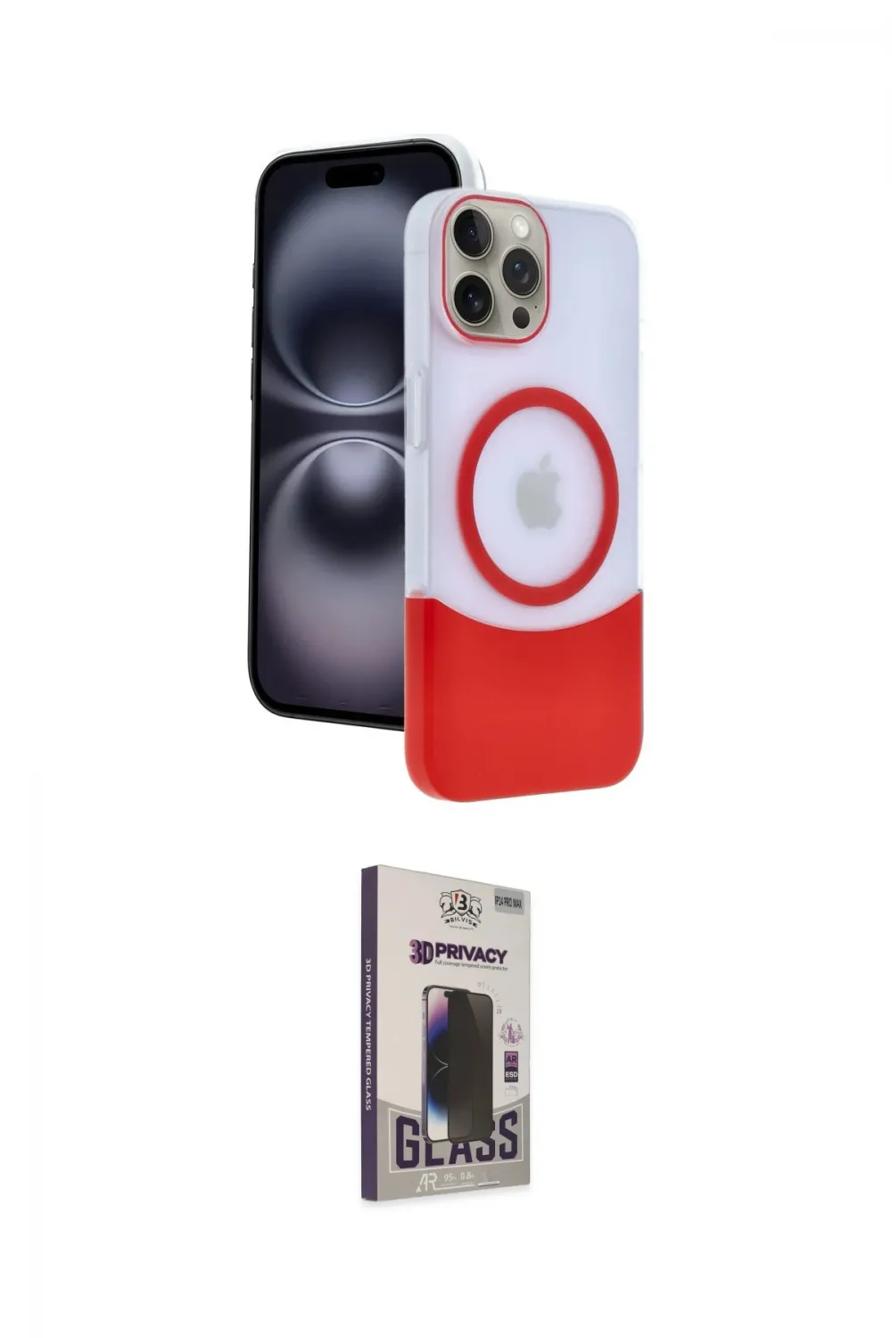 ieg™ iPhone 15 Pro Max Kılıf Kozmos Form Özel Seri - Siyah Bilvis Hayalet Cam Ekran Koruyucu