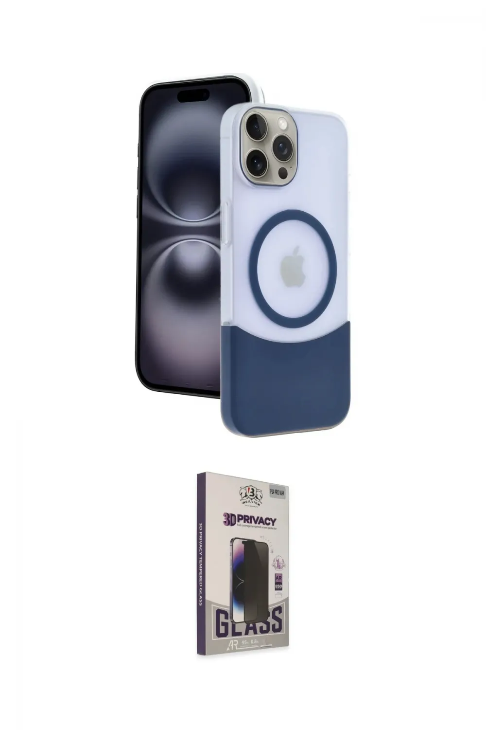 ieg™ iPhone 15 Pro Max Kılıf Kozmos Form Özel Seri - Siyah Bilvis Hayalet Cam Ekran Koruyucu