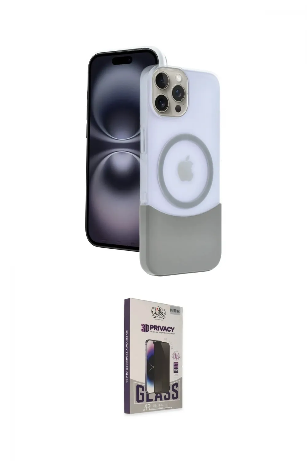 ieg™ iPhone 15 Pro Max Kılıf Kozmos Form Özel Seri - Siyah Bilvis Hayalet Cam Ekran Koruyucu