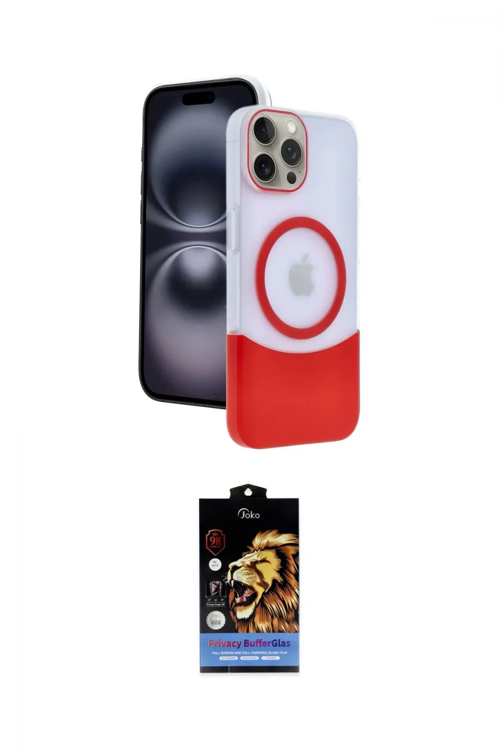 ieg™ iPhone 15 Pro Max Kılıf Kozmos Form Özel Seri - Siyah Buffer Hayalet Cam Ekran Koruyucu