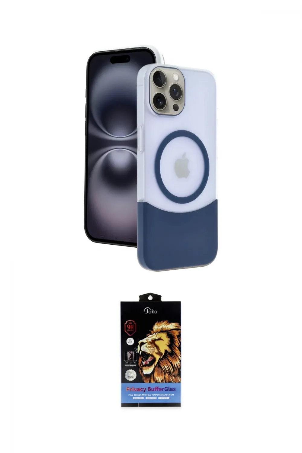ieg™ iPhone 15 Pro Max Kılıf Kozmos Form Özel Seri - Siyah Buffer Hayalet Cam Ekran Koruyucu