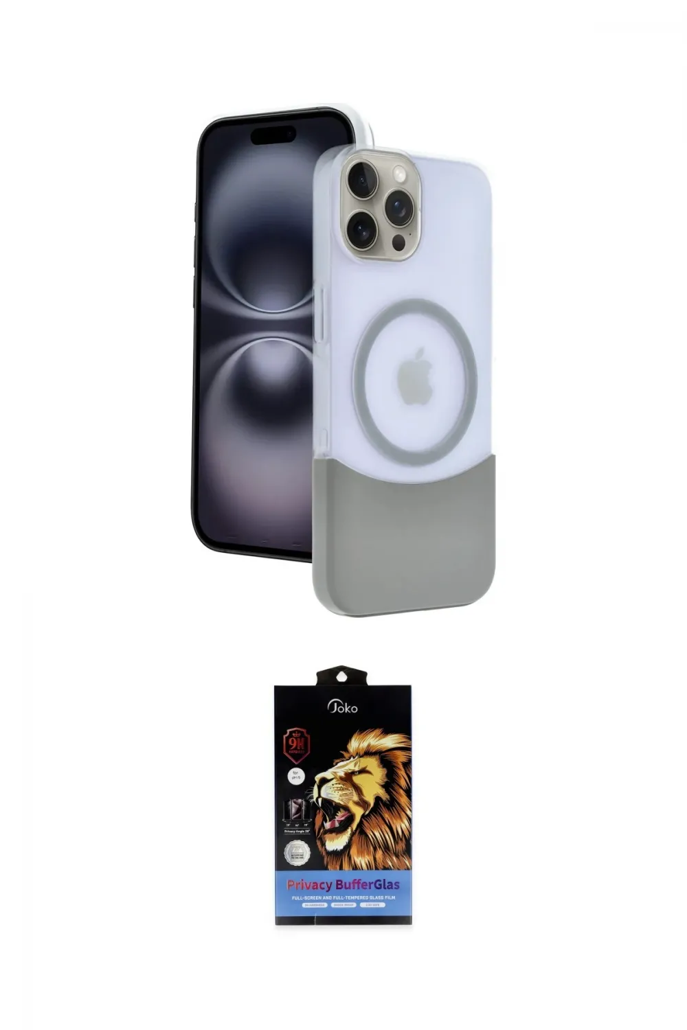 ieg™ iPhone 15 Pro Max Kılıf Kozmos Form Özel Seri - Siyah Buffer Hayalet Cam Ekran Koruyucu