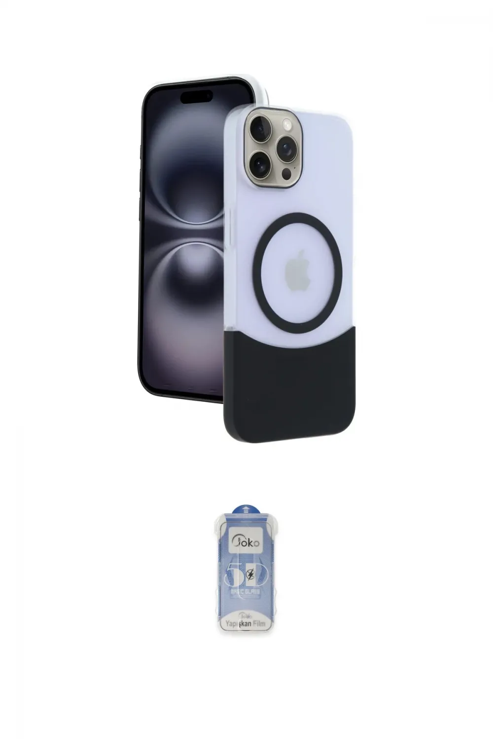 ieg™ iPhone 15 Pro Max Kılıf Kozmos Form Özel Seri - Siyah Joko Magic 5D Cam