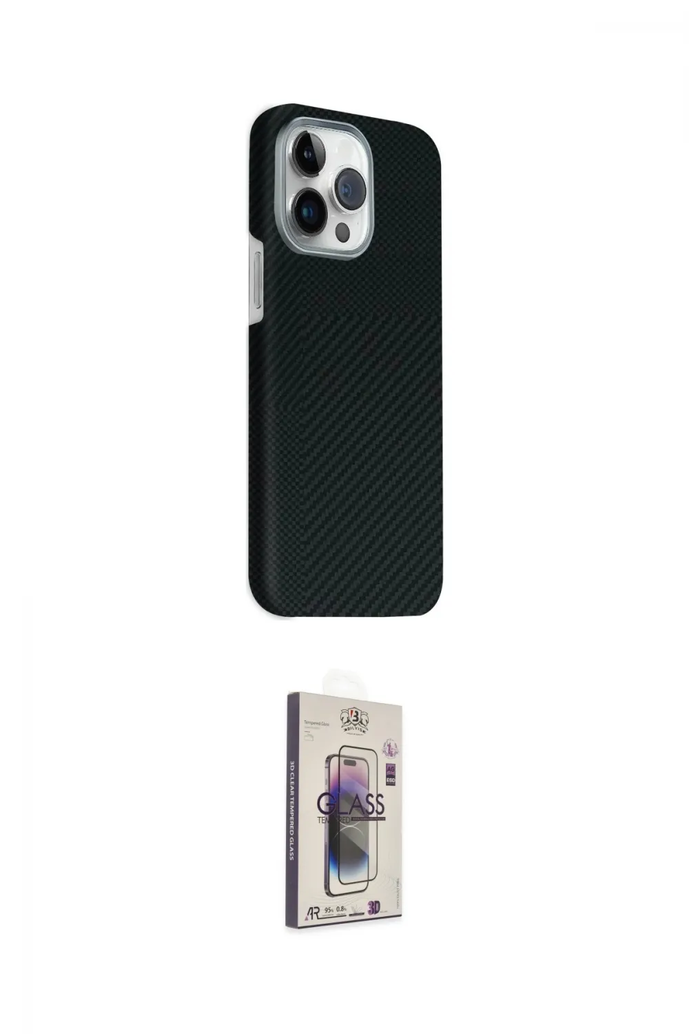 ieg™ iPhone 15 Pro Max Kılıf Kozmos Klasik Prime - Siyah Bilvis 3D Cam Ekran Koruyucu