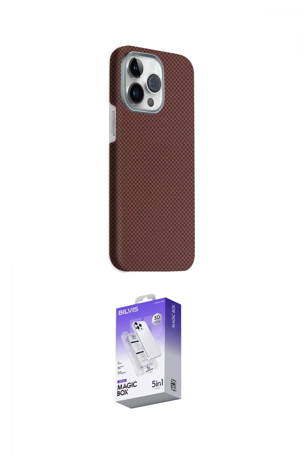 ieg™ iPhone 15 Pro Max Kılıf Kozmos Klasik Prime - Siyah Bilvis 5in1 3D Magic Cam Ekran Koruyucu