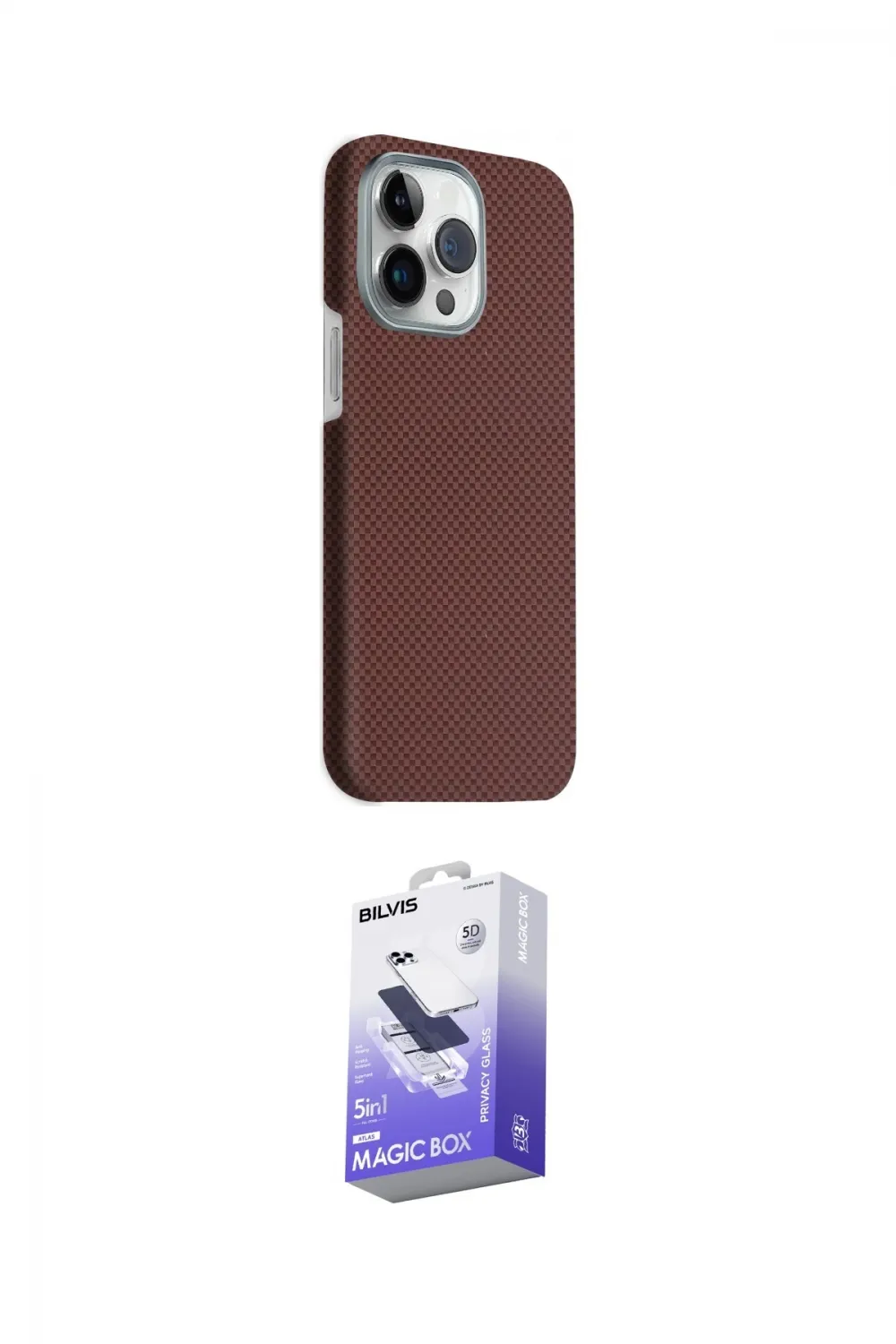 ieg™ iPhone 15 Pro Max Kılıf Kozmos Klasik Prime - Siyah Bilvis 5in1 5D Magic Hayalet Cam Ekran Koruyucu