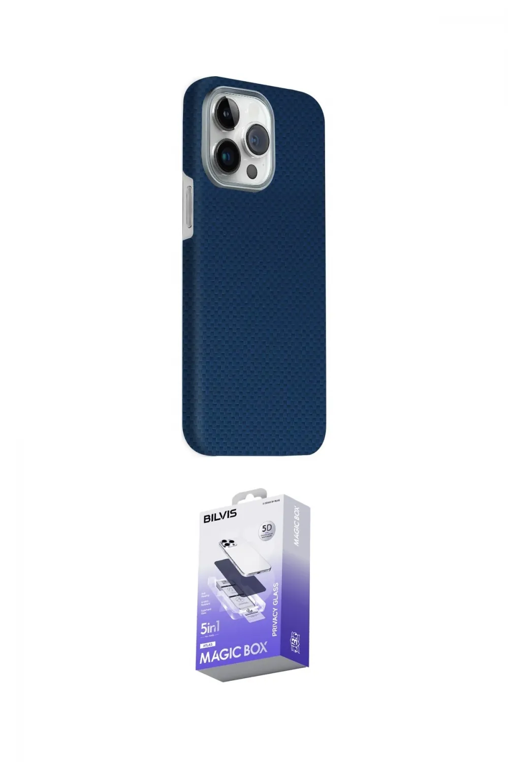 ieg™ iPhone 15 Pro Max Kılıf Kozmos Klasik Prime - Siyah Bilvis 5in1 5D Magic Hayalet Cam Ekran Koruyucu