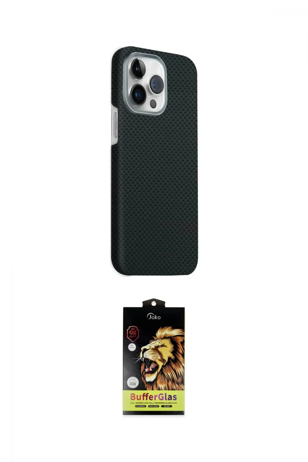 ieg™ iPhone 15 Pro Max Kılıf Kozmos Klasik Prime - Siyah Buffer Cam Ekran Koruyucu