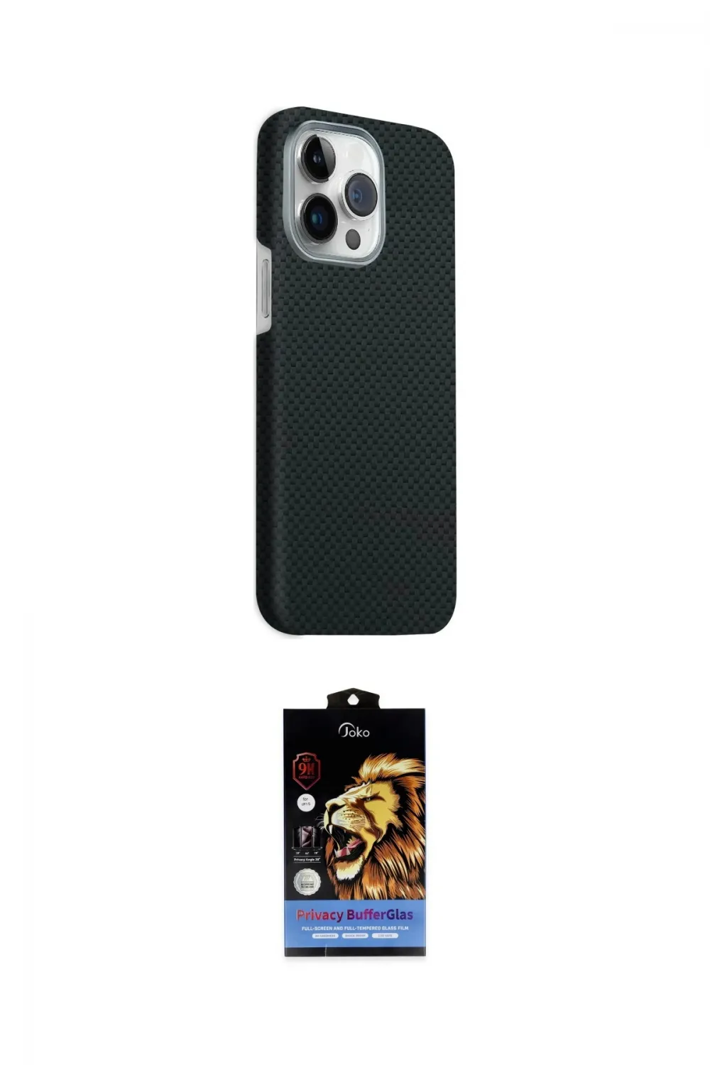 ieg™ iPhone 15 Pro Max Kılıf Kozmos Klasik Prime - Siyah Buffer Hayalet Cam Ekran Koruyucu