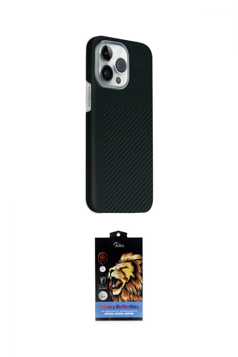 ieg™ iPhone 15 Pro Max Kılıf Kozmos Klasik Prime - Siyah Buffer Hayalet Cam Ekran Koruyucu