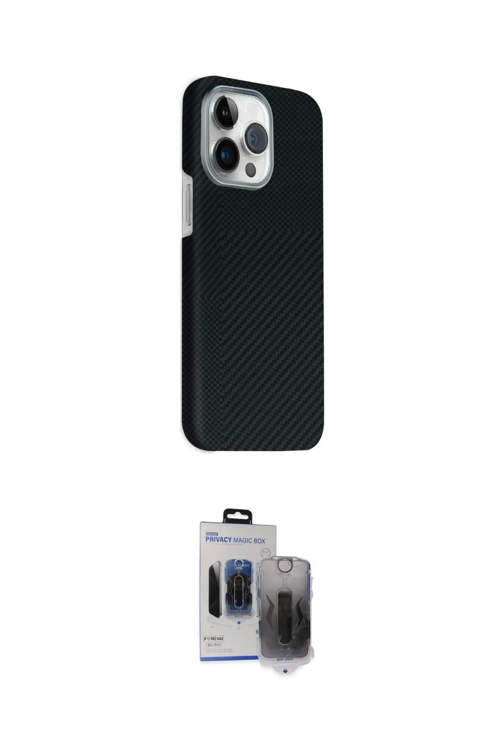 ieg™ iPhone 15 Pro Max Kılıf Kozmos Klasik Prime - Siyah Vanessa Magic Hayalet Cam