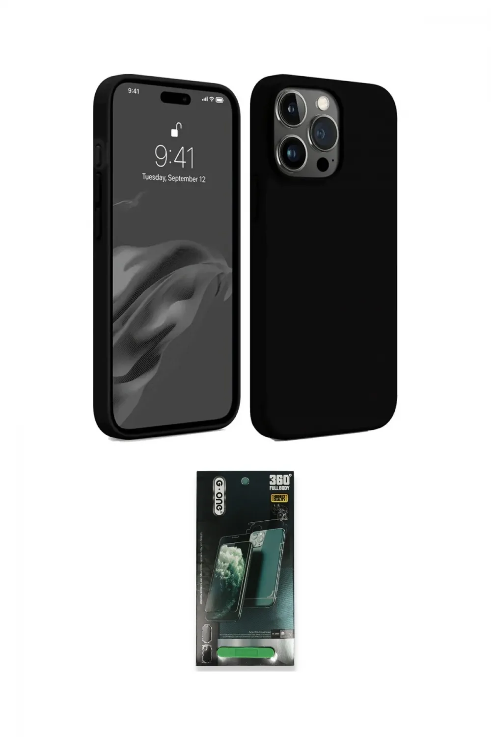 ieg™ iPhone 15 Pro Max Kılıf Kozmos Yansıma Özel Seri - Şeffaf 360 Full Body Arka Koruyucu