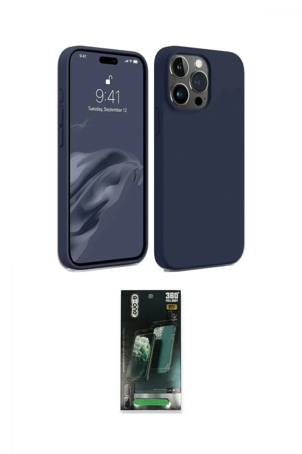 ieg™ iPhone 15 Pro Max Kılıf Kozmos Yansıma Özel Seri - Siyah 360 Mat Full Body Arka Koruyucu