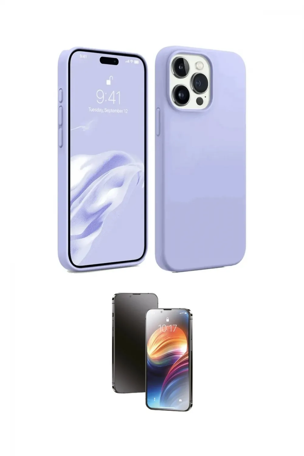 ieg™ iPhone 15 Pro Max Kılıf Kozmos Yansıma Özel Seri - Siyah 3D Antistatik Mat Seramik Nano Ekran Koruyucu