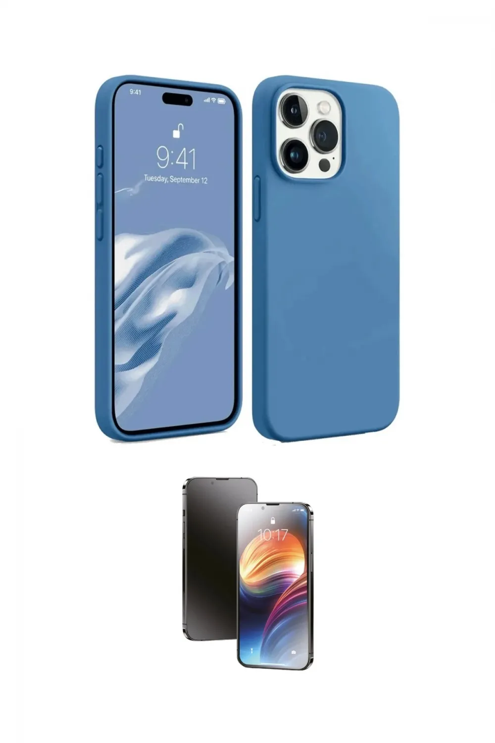 ieg™ iPhone 15 Pro Max Kılıf Kozmos Yansıma Özel Seri - Siyah 3D Antistatik Mat Seramik Nano Ekran Koruyucu