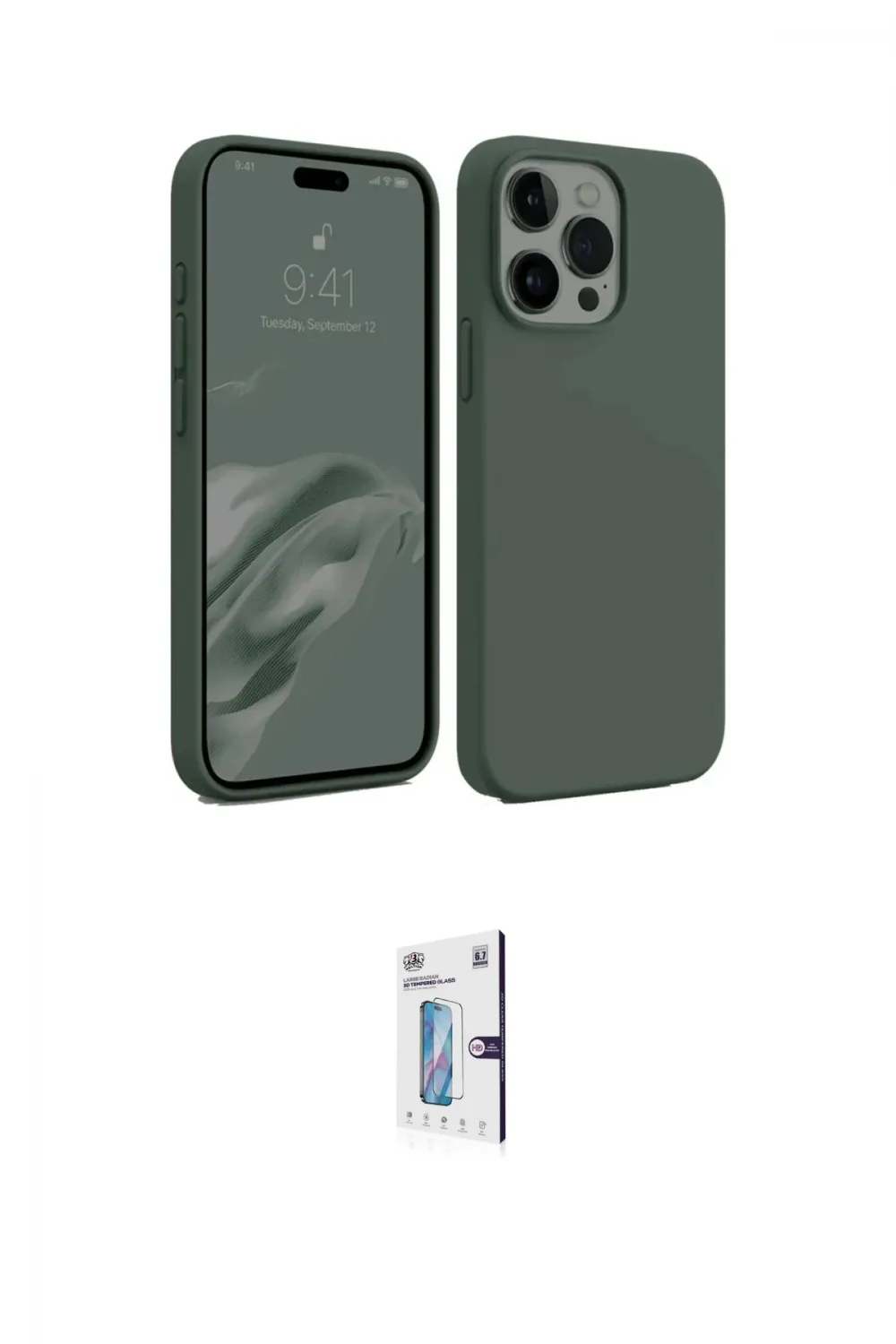 ieg™ iPhone 15 Pro Max Kılıf Kozmos Yansıma Özel Seri - Siyah Bilvis 0.18mm Plus Cam Ekran Koruyucu