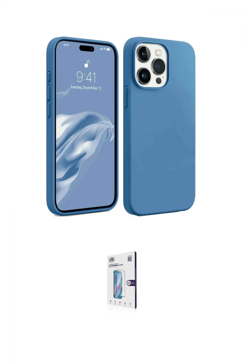 ieg™ iPhone 15 Pro Max Kılıf Kozmos Yansıma Özel Seri - Siyah Bilvis 0.18mm Plus Cam Ekran Koruyucu