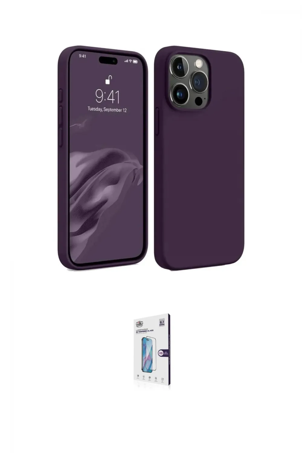 ieg™ iPhone 15 Pro Max Kılıf Kozmos Yansıma Özel Seri - Siyah Bilvis 0.18mm Plus Cam Ekran Koruyucu