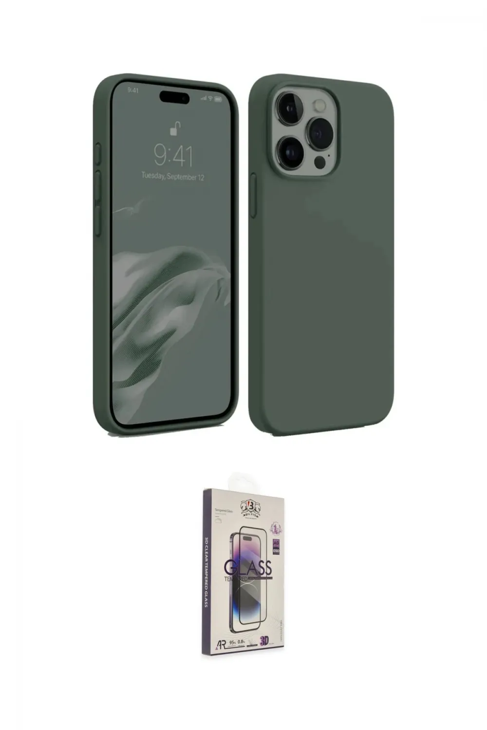 ieg™ iPhone 15 Pro Max Kılıf Kozmos Yansıma Özel Seri - Siyah Bilvis 3D Cam Ekran Koruyucu
