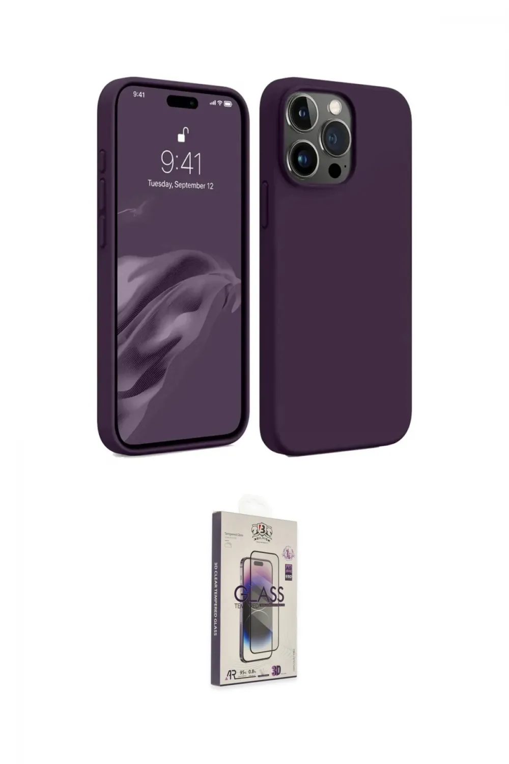 ieg™ iPhone 15 Pro Max Kılıf Kozmos Yansıma Özel Seri - Siyah Bilvis 3D Cam Ekran Koruyucu