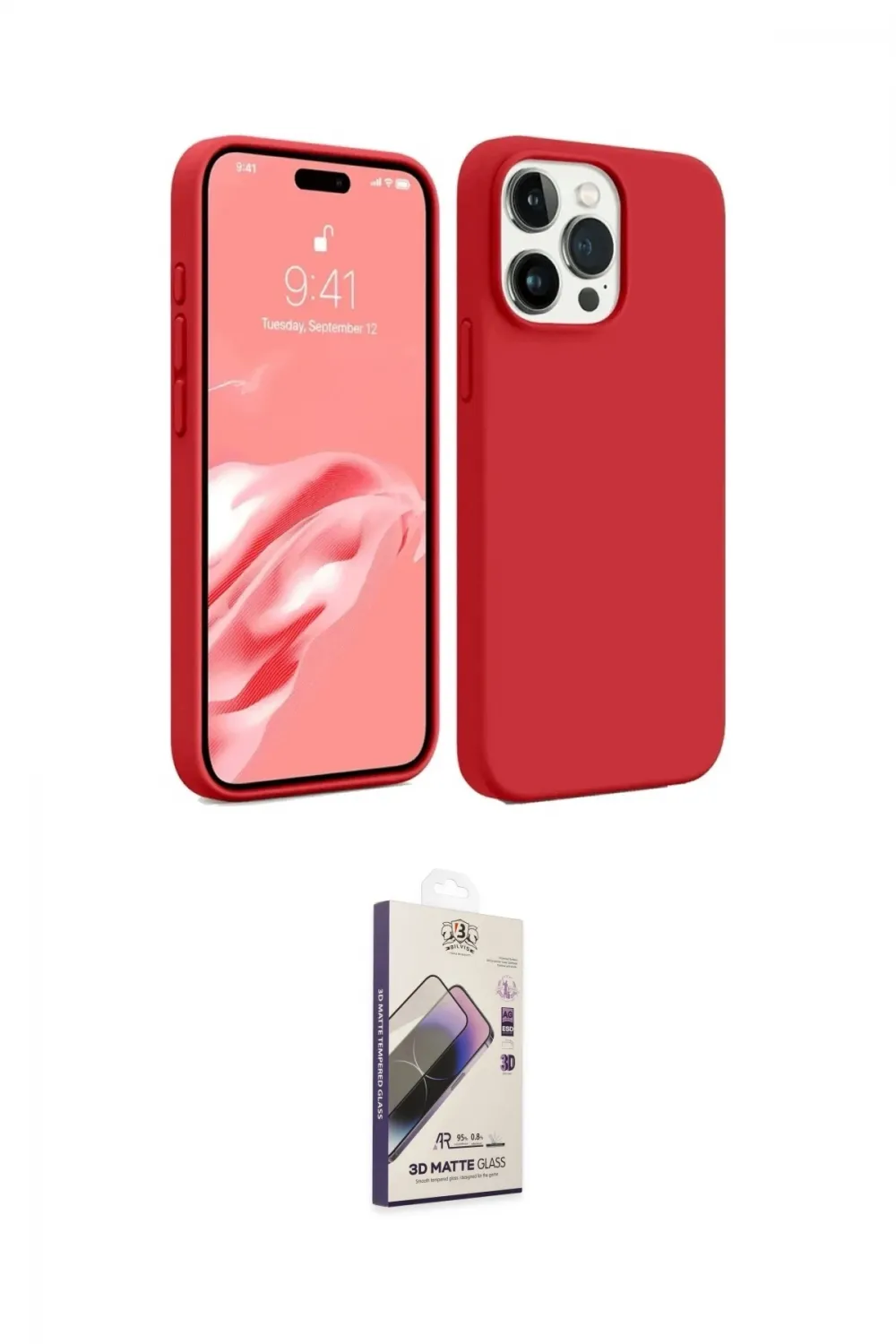 ieg™ iPhone 15 Pro Max Kılıf Kozmos Yansıma Özel Seri - Siyah Bilvis 3D Mat Cam Ekran Koruyucu