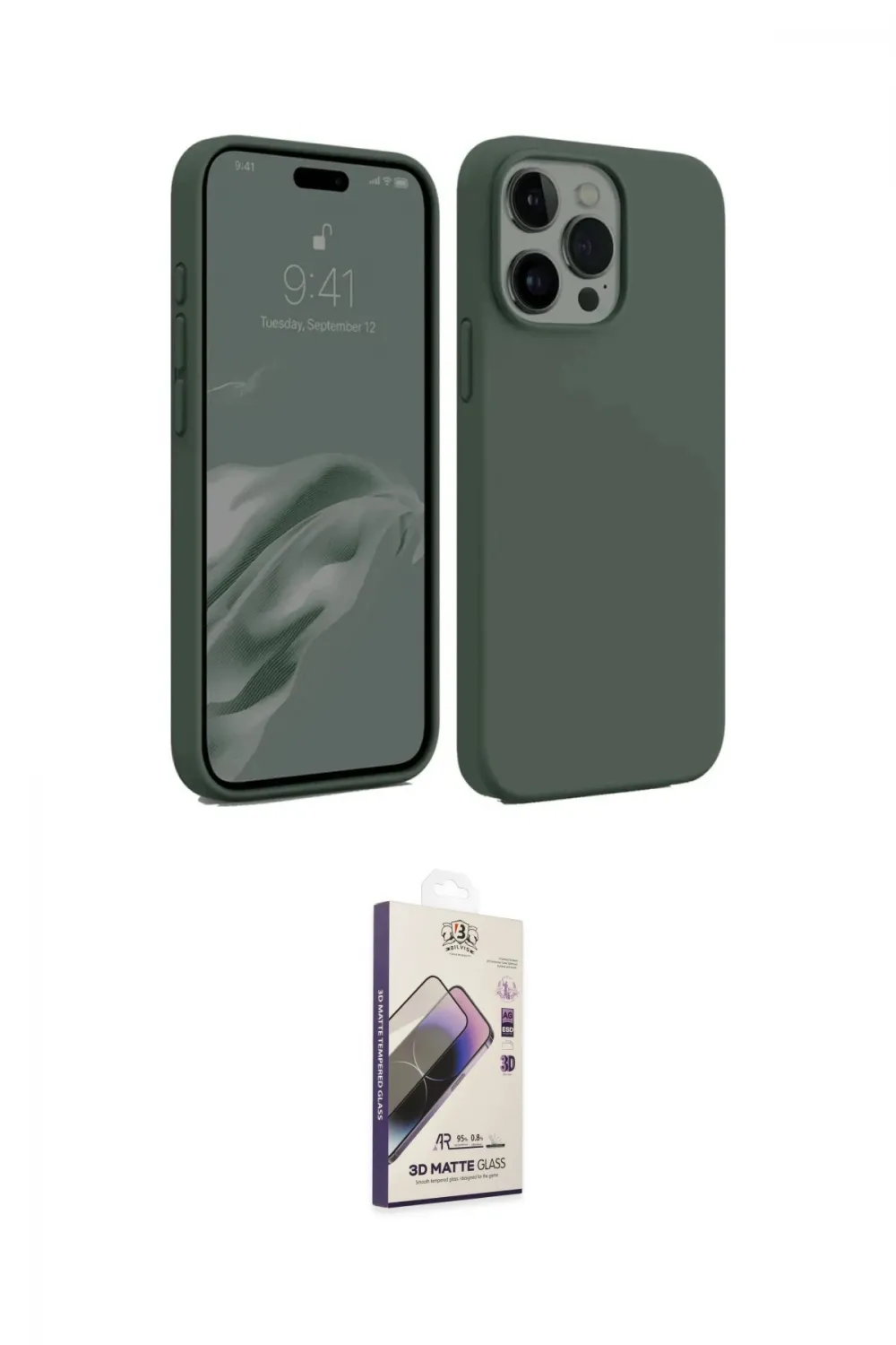 ieg™ iPhone 15 Pro Max Kılıf Kozmos Yansıma Özel Seri - Siyah Bilvis 3D Mat Cam Ekran Koruyucu