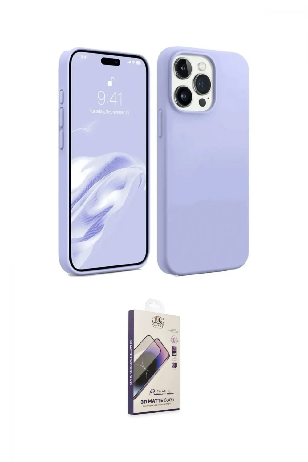 ieg™ iPhone 15 Pro Max Kılıf Kozmos Yansıma Özel Seri - Siyah Bilvis 3D Mat Cam Ekran Koruyucu