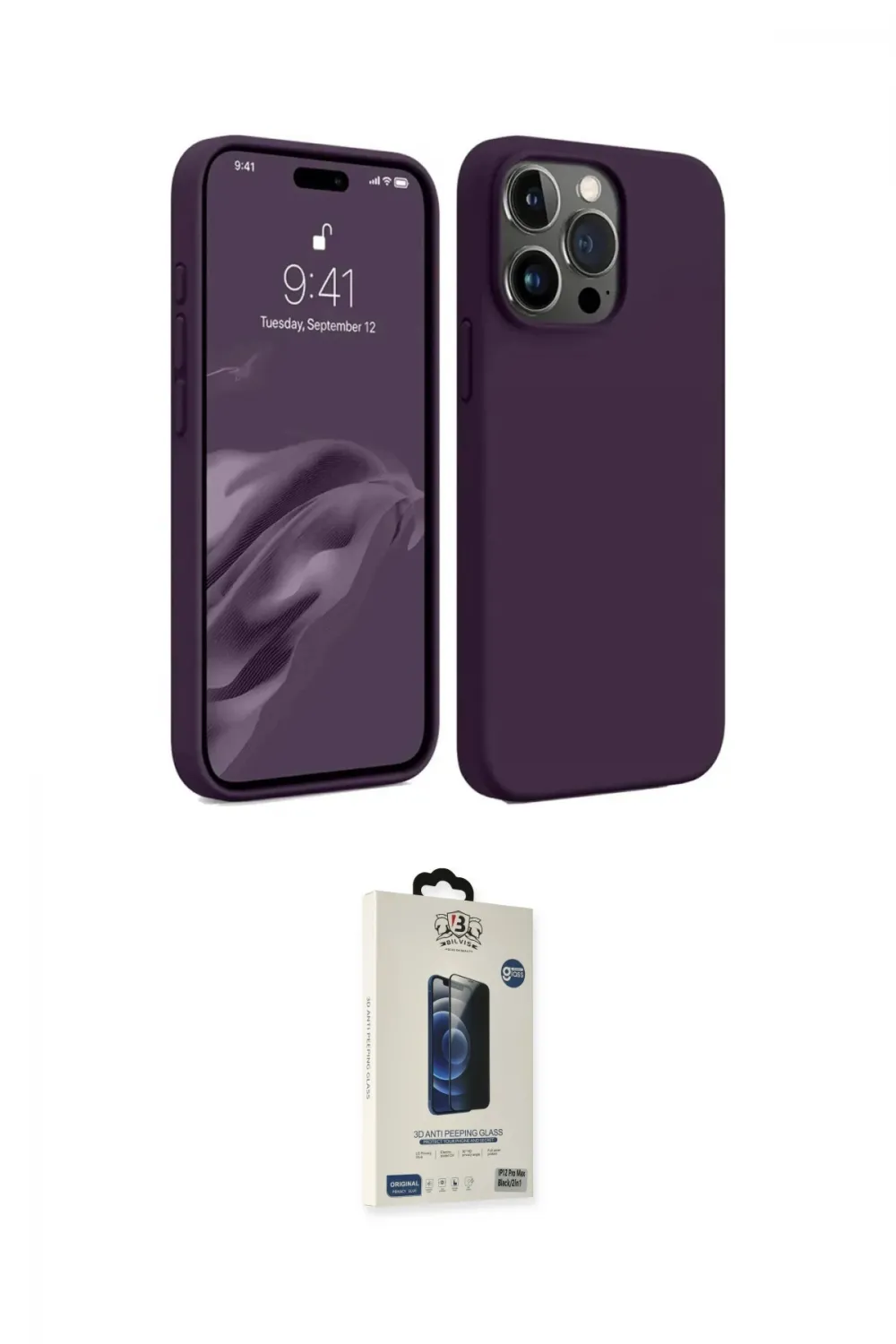 ieg™ iPhone 15 Pro Max Kılıf Kozmos Yansıma Özel Seri - Siyah Bilvis Hayalet Cam Ekran Koruyucu