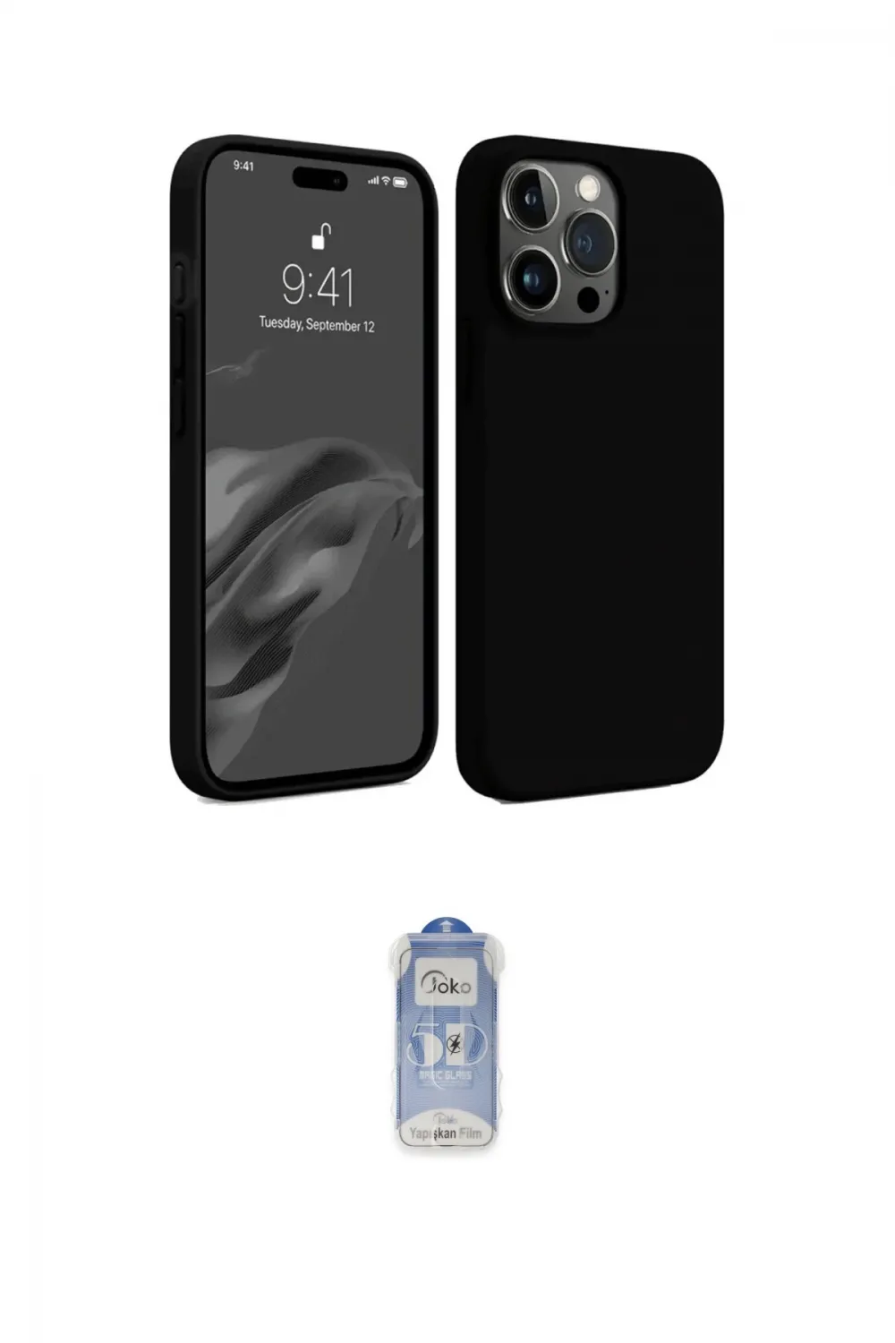 ieg™ iPhone 15 Pro Max Kılıf Kozmos Yansıma Özel Seri - Siyah Joko Magic 5D Cam