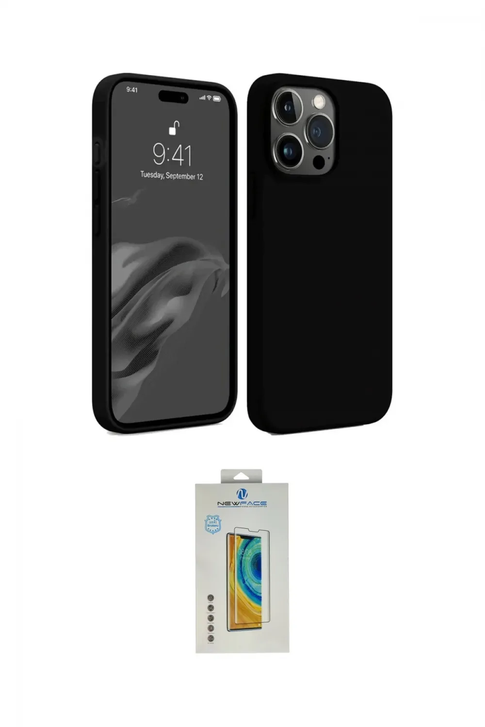 ieg™ iPhone 15 Pro Max Kılıf Kozmos Yansıma Özel Seri - Siyah Polymer Nano Ekran Koruyucu
