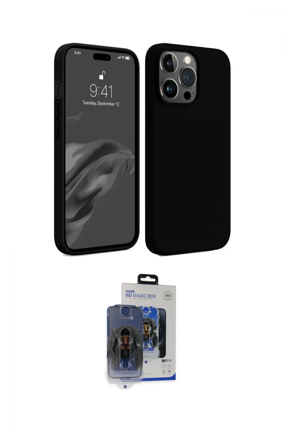 ieg™ iPhone 15 Pro Max Kılıf Kozmos Yansıma Özel Seri - Siyah Vanessa Magic Cam