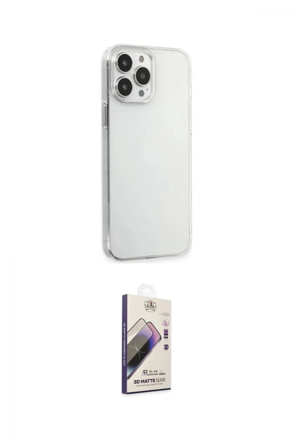 ieg™ iPhone 15 Pro Max Kılıf Kutup Doku Koleksiyonu - Siyah Bilvis 3D Mat Cam Ekran Koruyucu