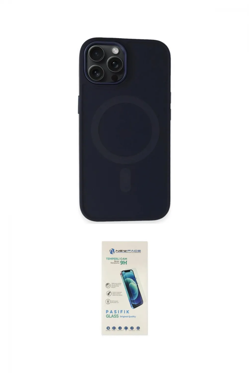 ieg™ iPhone 15 Pro Max Kılıf Kutup Serisi - Şeffaf Pasifik Cam Ekran Koruyucu