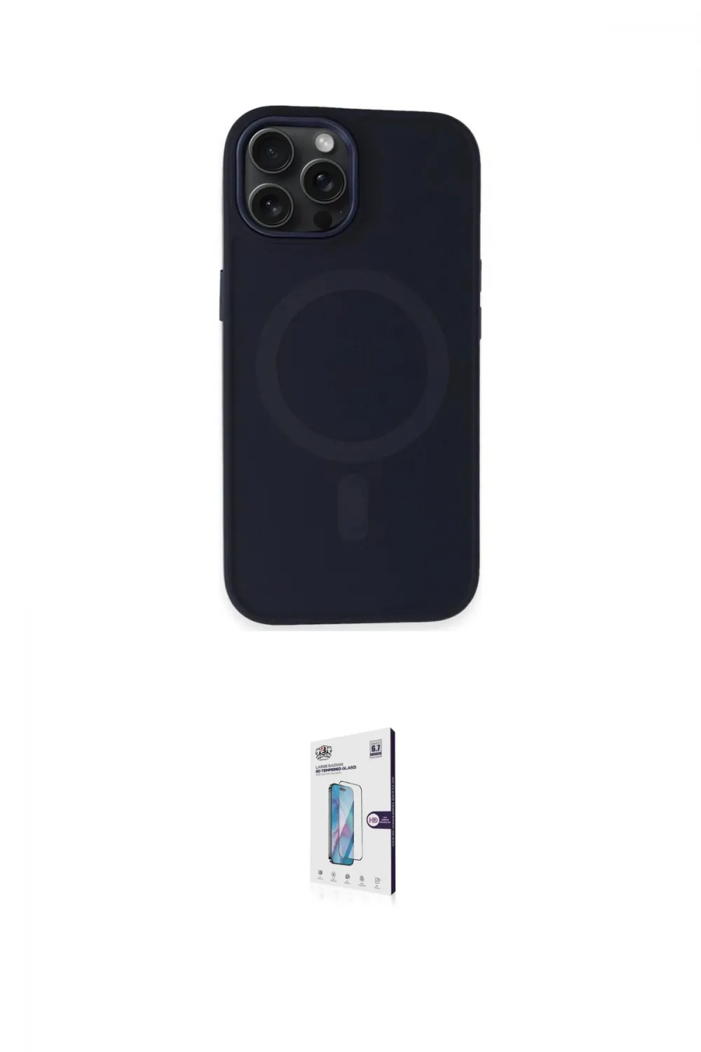 ieg™ iPhone 15 Pro Max Kılıf Kutup Serisi - Siyah Bilvis 0.18mm Plus Cam Ekran Koruyucu